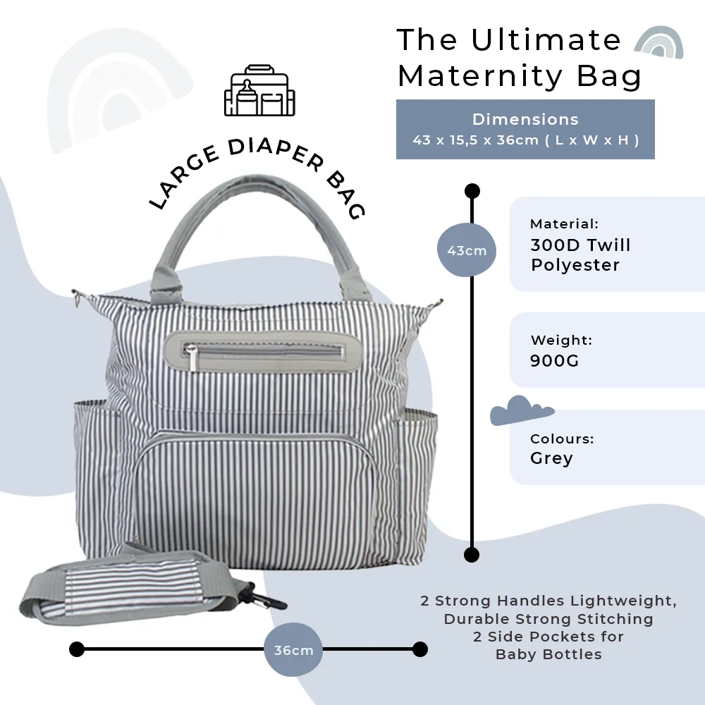 Value Set Diaper Bag - Grey stripe design