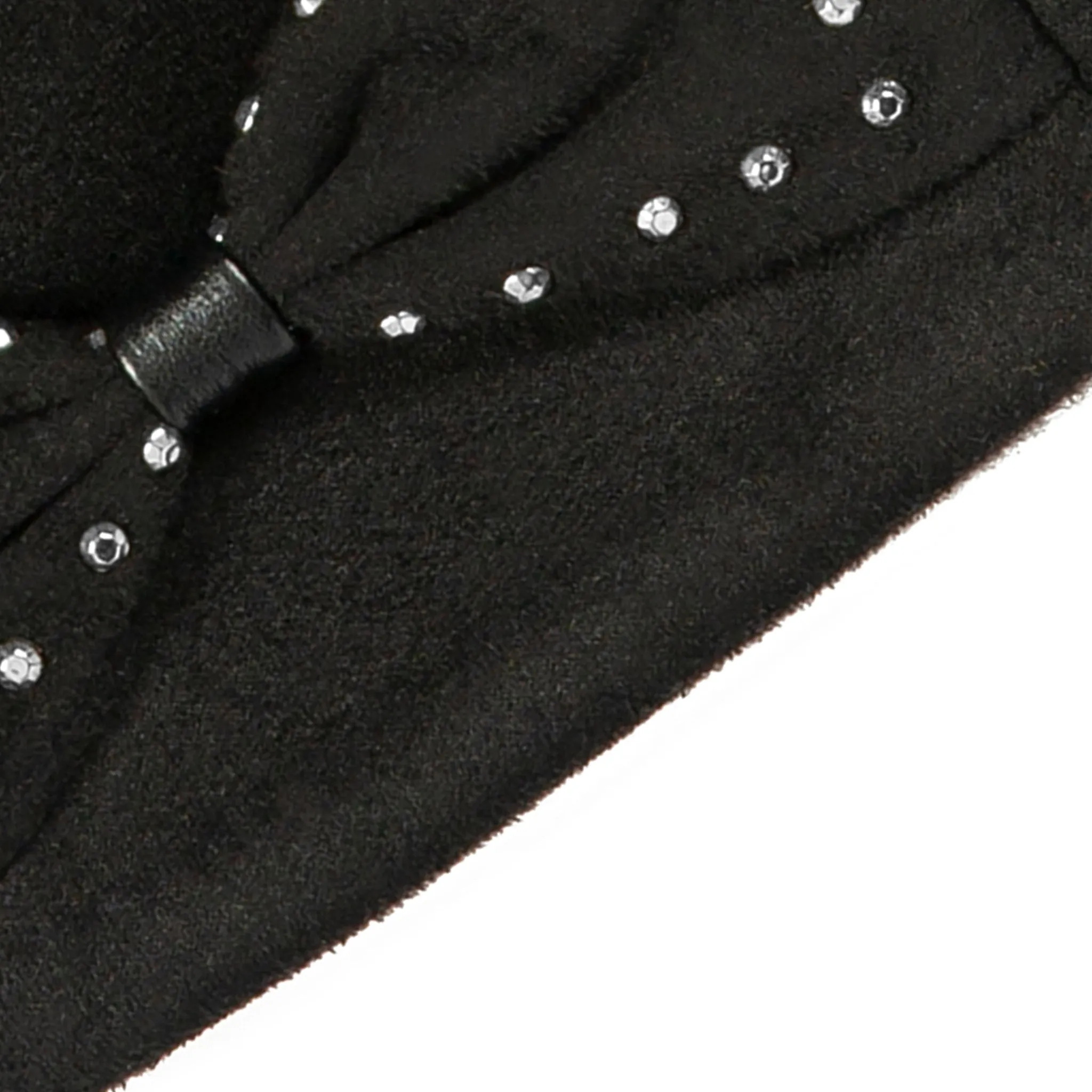 Women’s Touchscreen Velour-Lined Faux Suede Gloves with Studded Bow