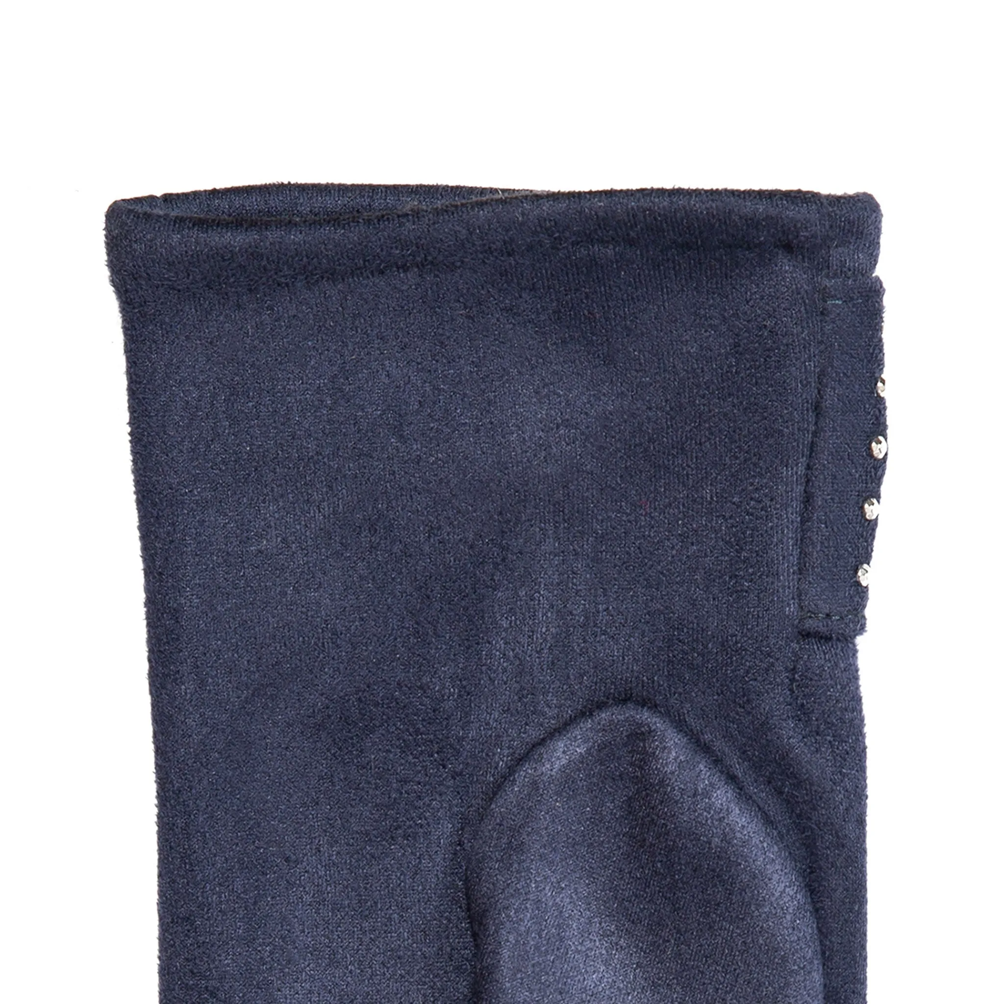 Women’s Touchscreen Velour-Lined Faux Suede Gloves with Studded Bow