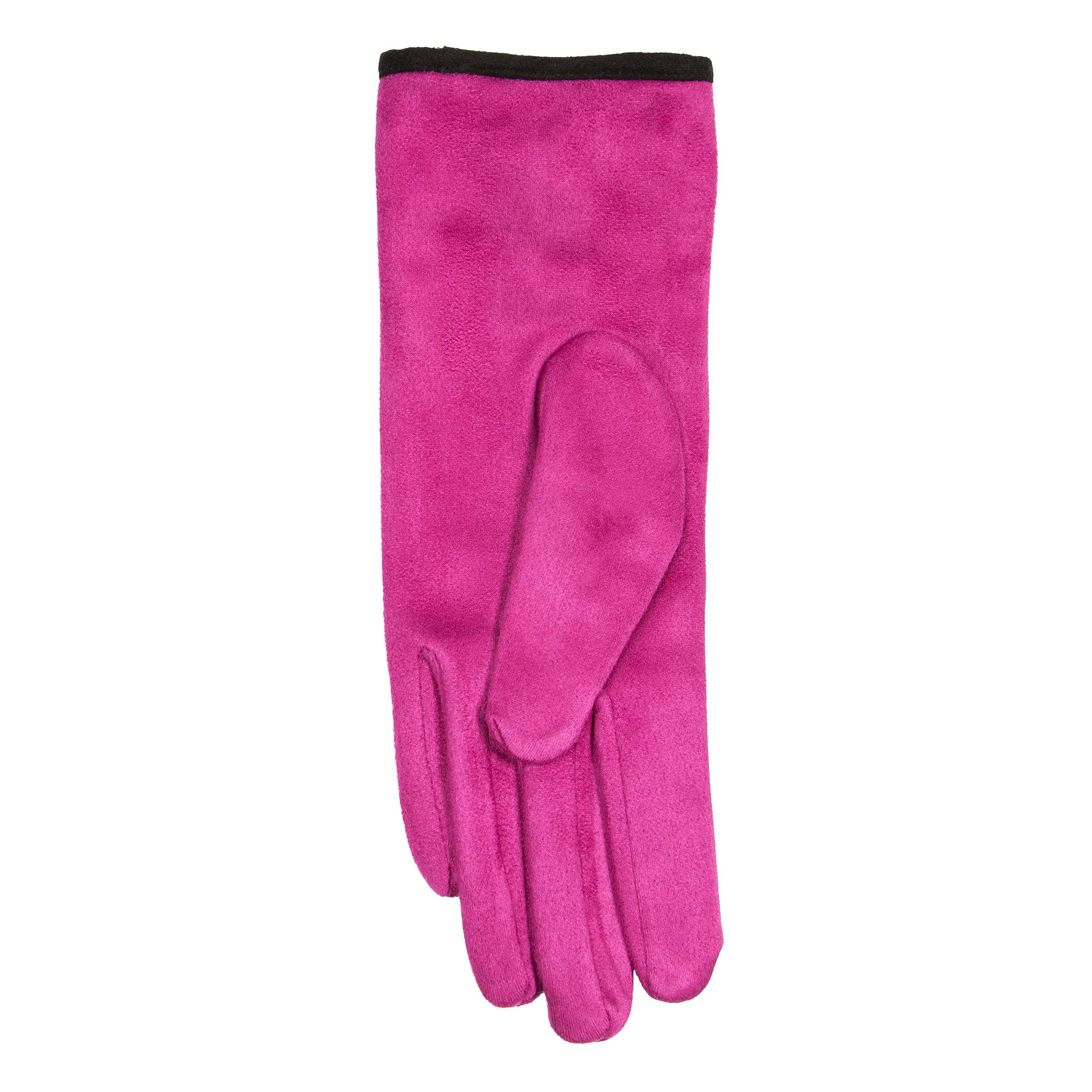 Women’s Velour-Lined Faux Suede Gloves with Trim and Bow