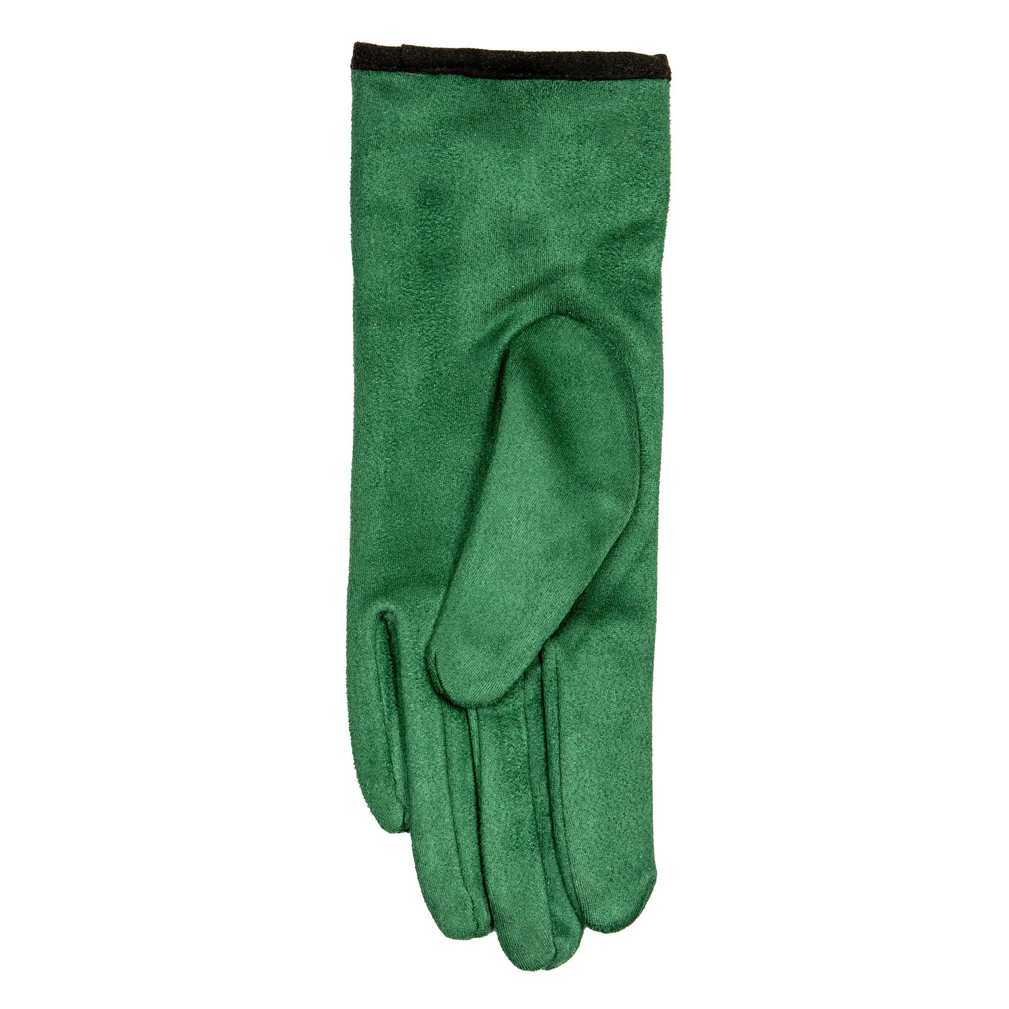 Women’s Velour-Lined Faux Suede Gloves with Trim and Bow