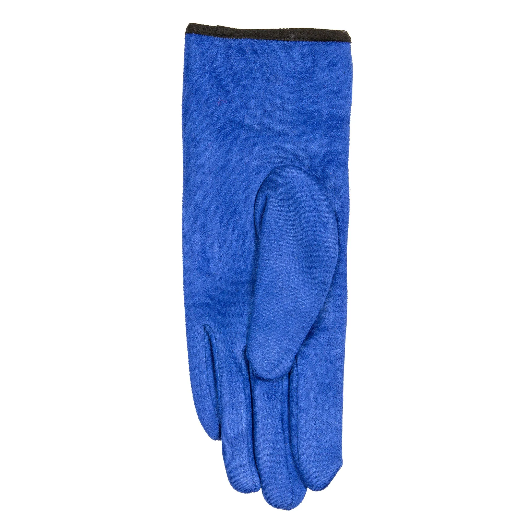 Women’s Velour-Lined Faux Suede Gloves with Trim and Bow