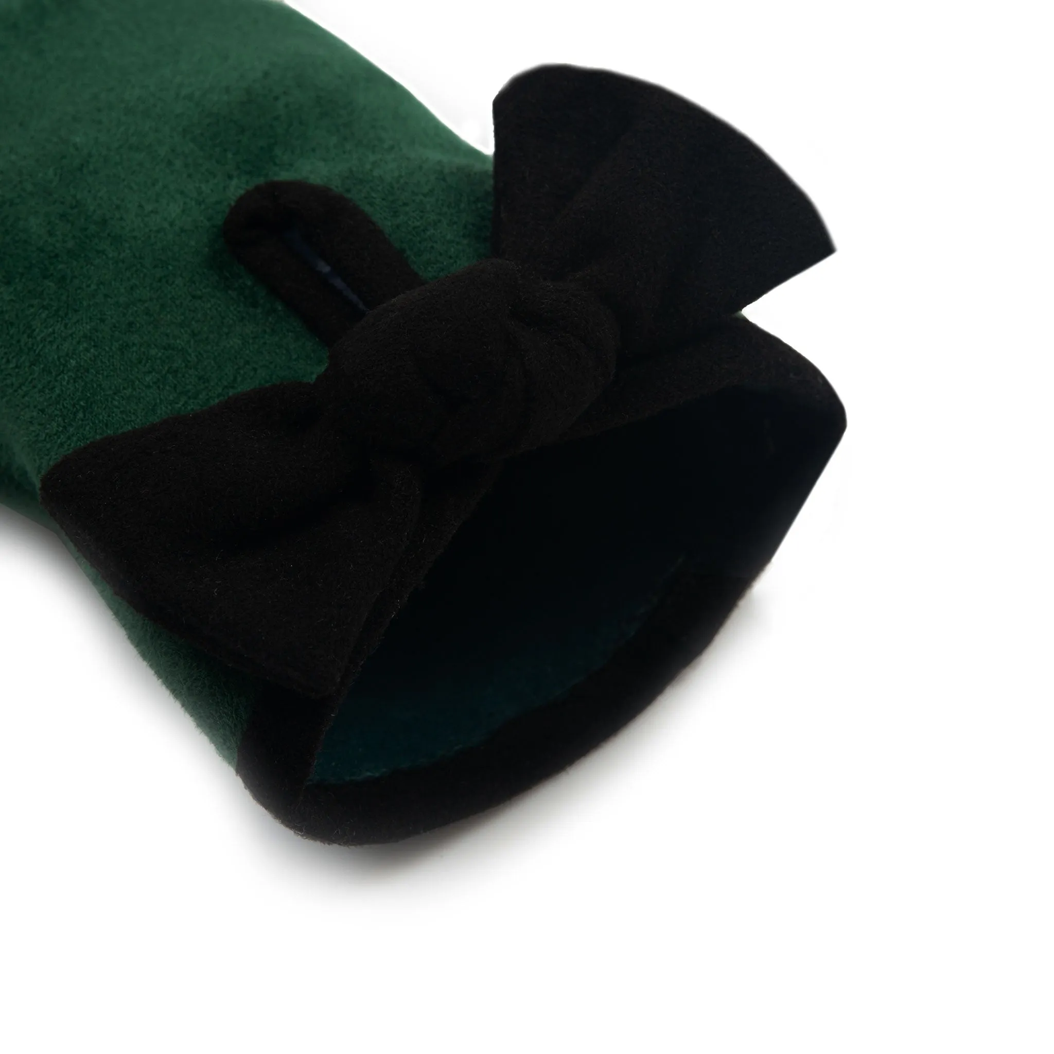 Women’s Velour-Lined Faux Suede Gloves with Trim and Bow