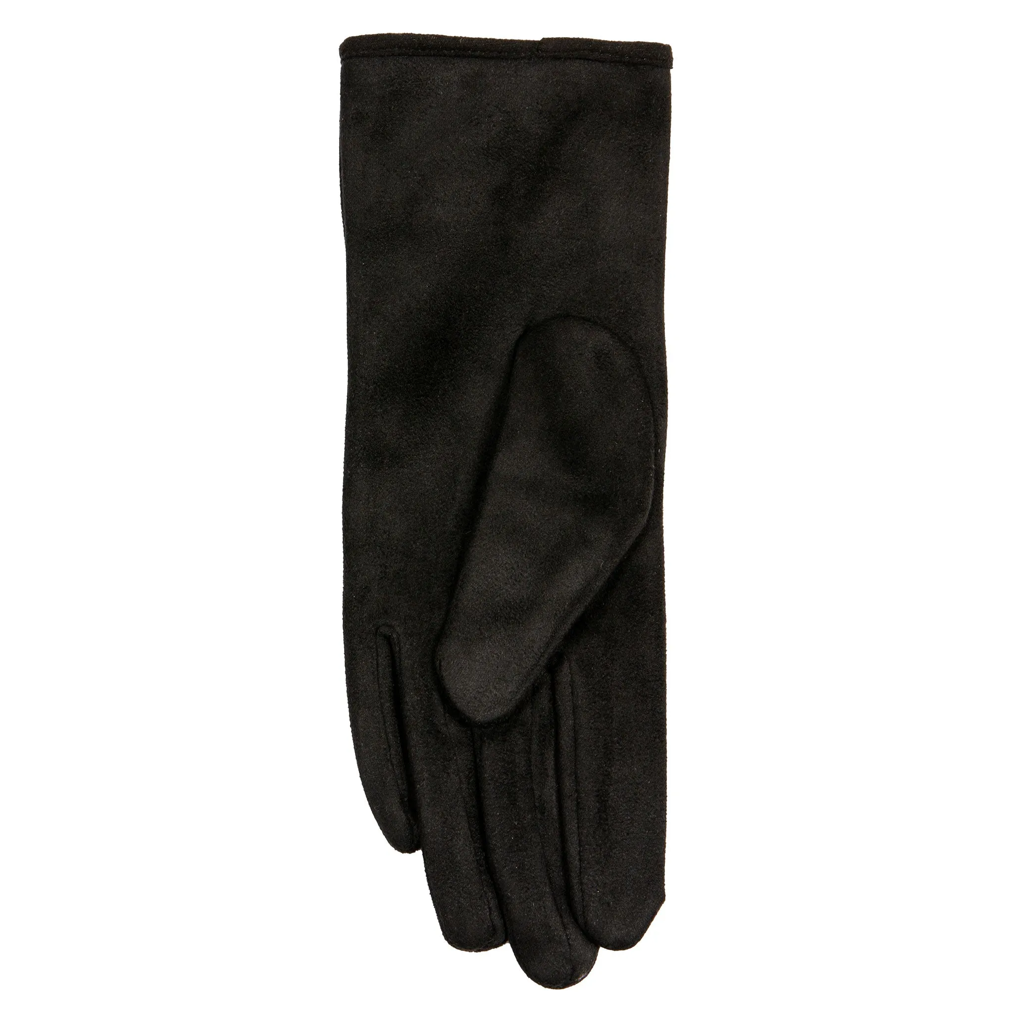 Women’s Velour-Lined Faux Suede Gloves with Trim and Bow